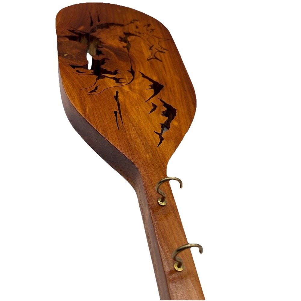 Wood Elk Cut Out  Wall Mount Key Holder 5 Hooks Cabin Core Lodge Hat Hook